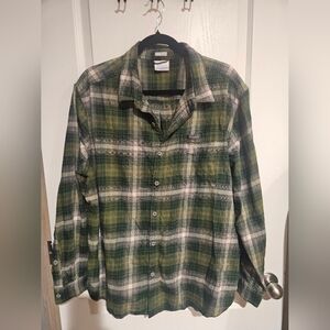 Columbia Regular Fit Green Plaid Long Sleeve Flannel Men's Shirt Size XL